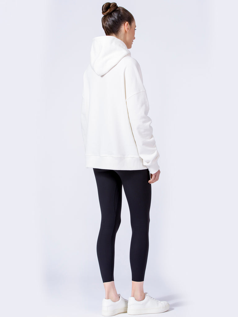 RUCHED RUNWAY HOODIE, WHITE