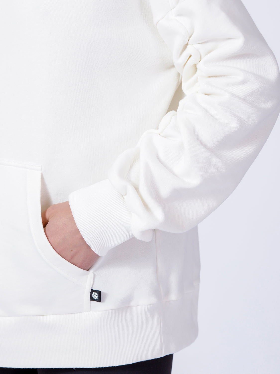 RUCHED RUNWAY HOODIE, WHITE