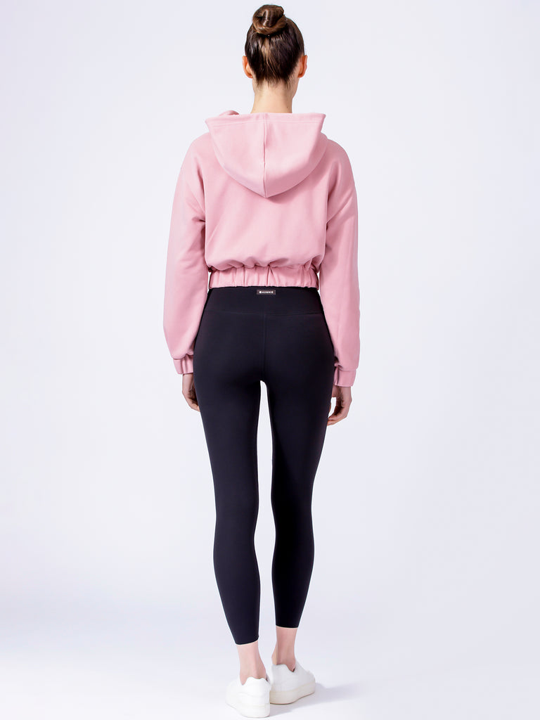 ZIP UP CROPPED HOODIE, PINK