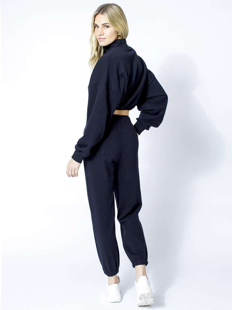 CT COTTON HALF ZIP SWEATSHIRT, BLACK