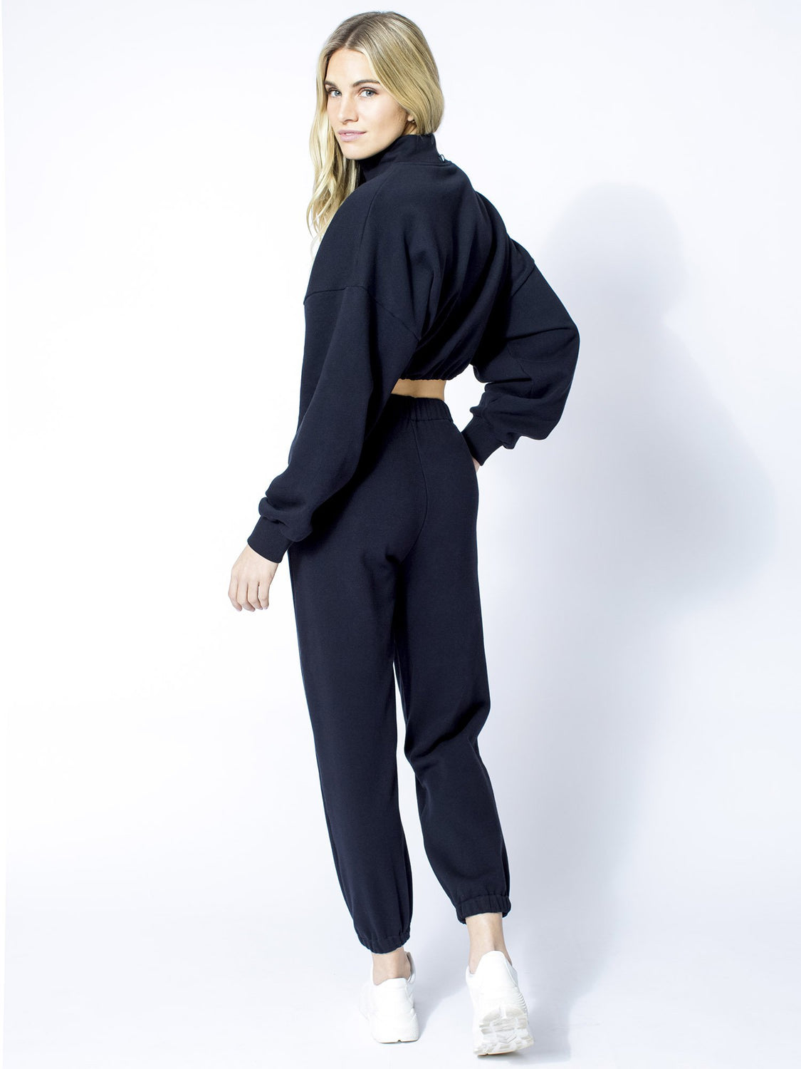 CT COTTON HALF ZIP SWEATSHIRT, BLACK