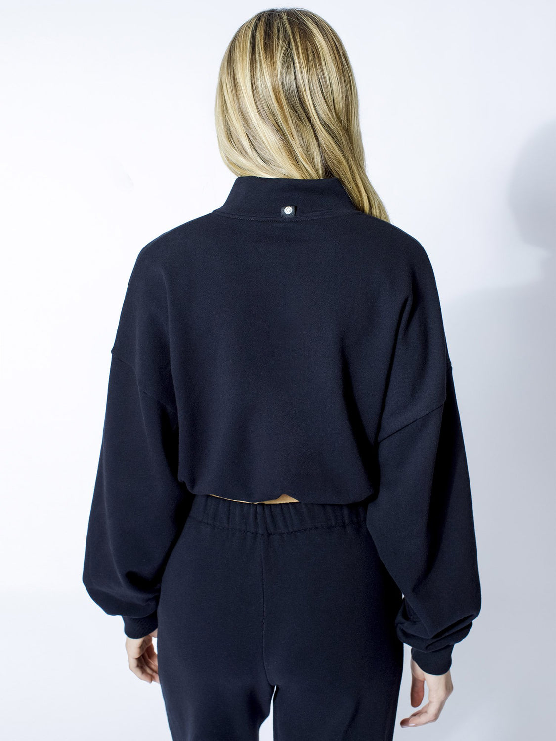 CT COTTON HALF ZIP SWEATSHIRT, BLACK