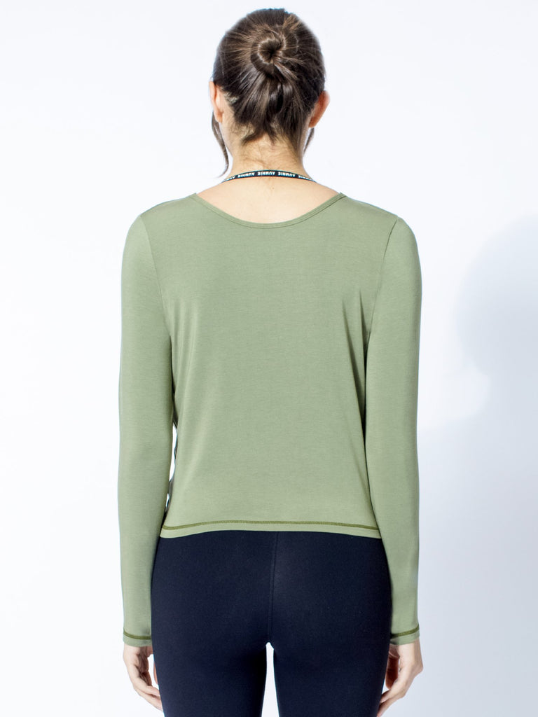 LONG SLEEVE TWIST TEE, SAGE