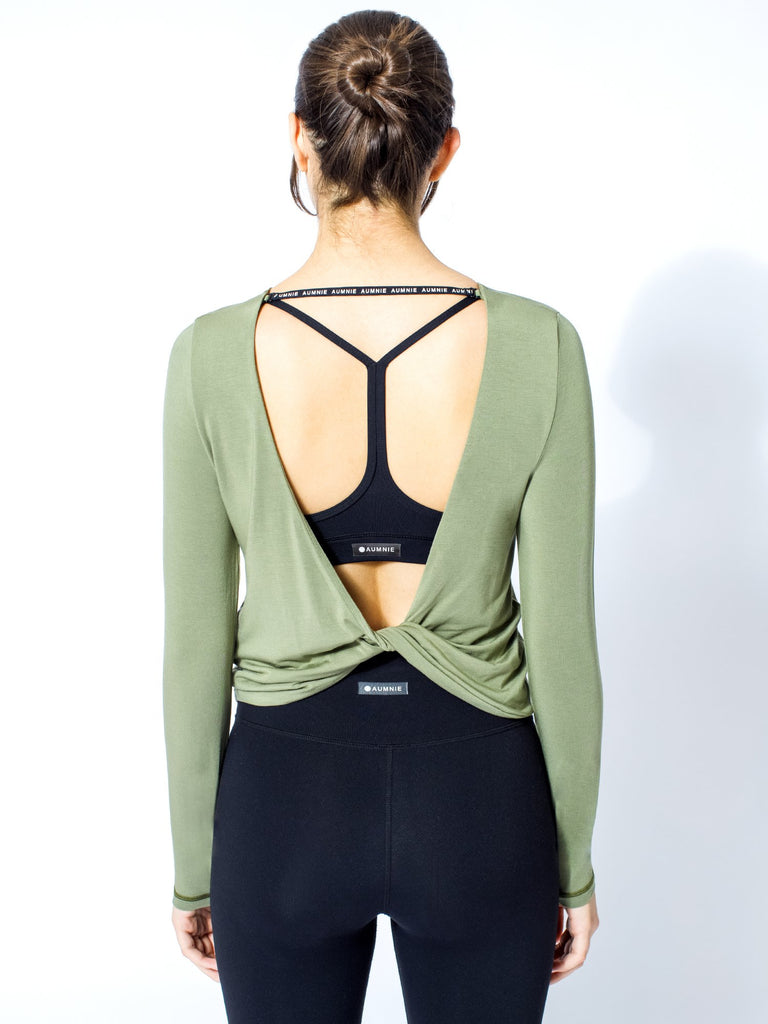 LONG SLEEVE TWIST TEE, SAGE