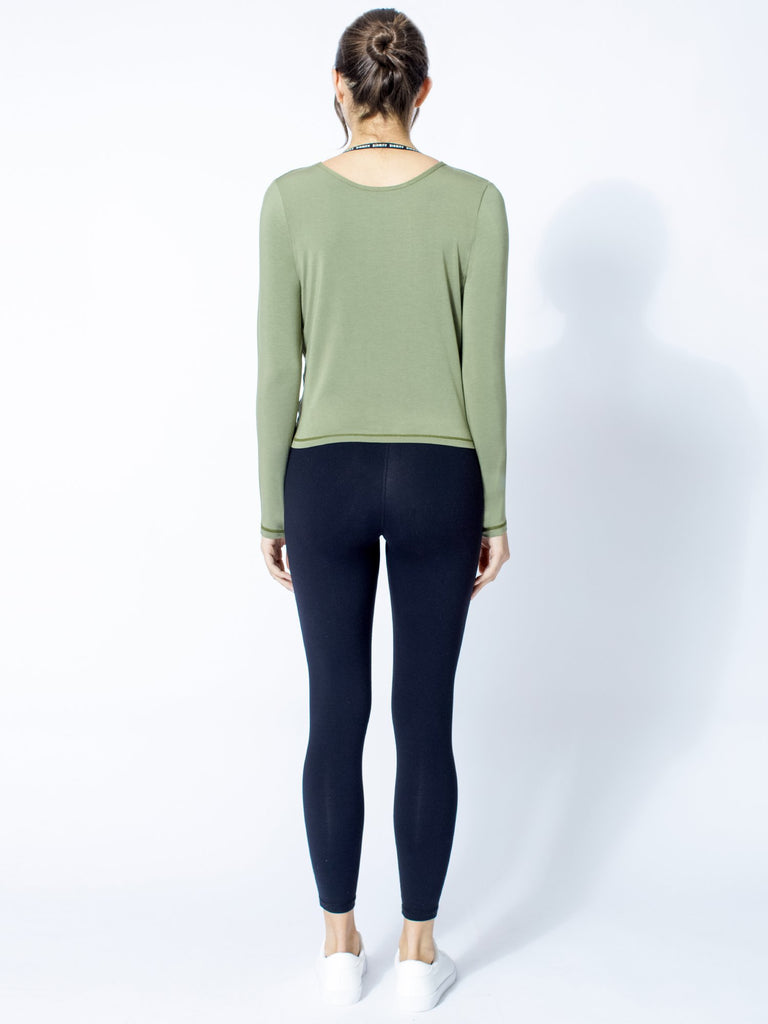 LONG SLEEVE TWIST TEE, SAGE