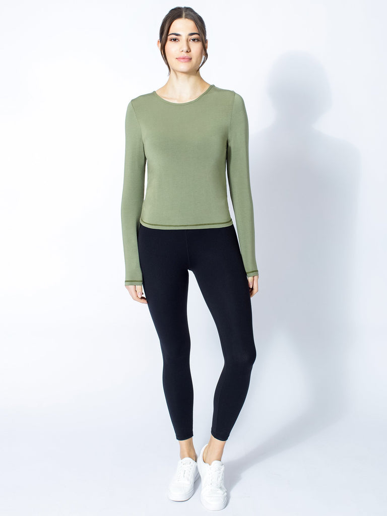 LONG SLEEVE TWIST TEE, SAGE