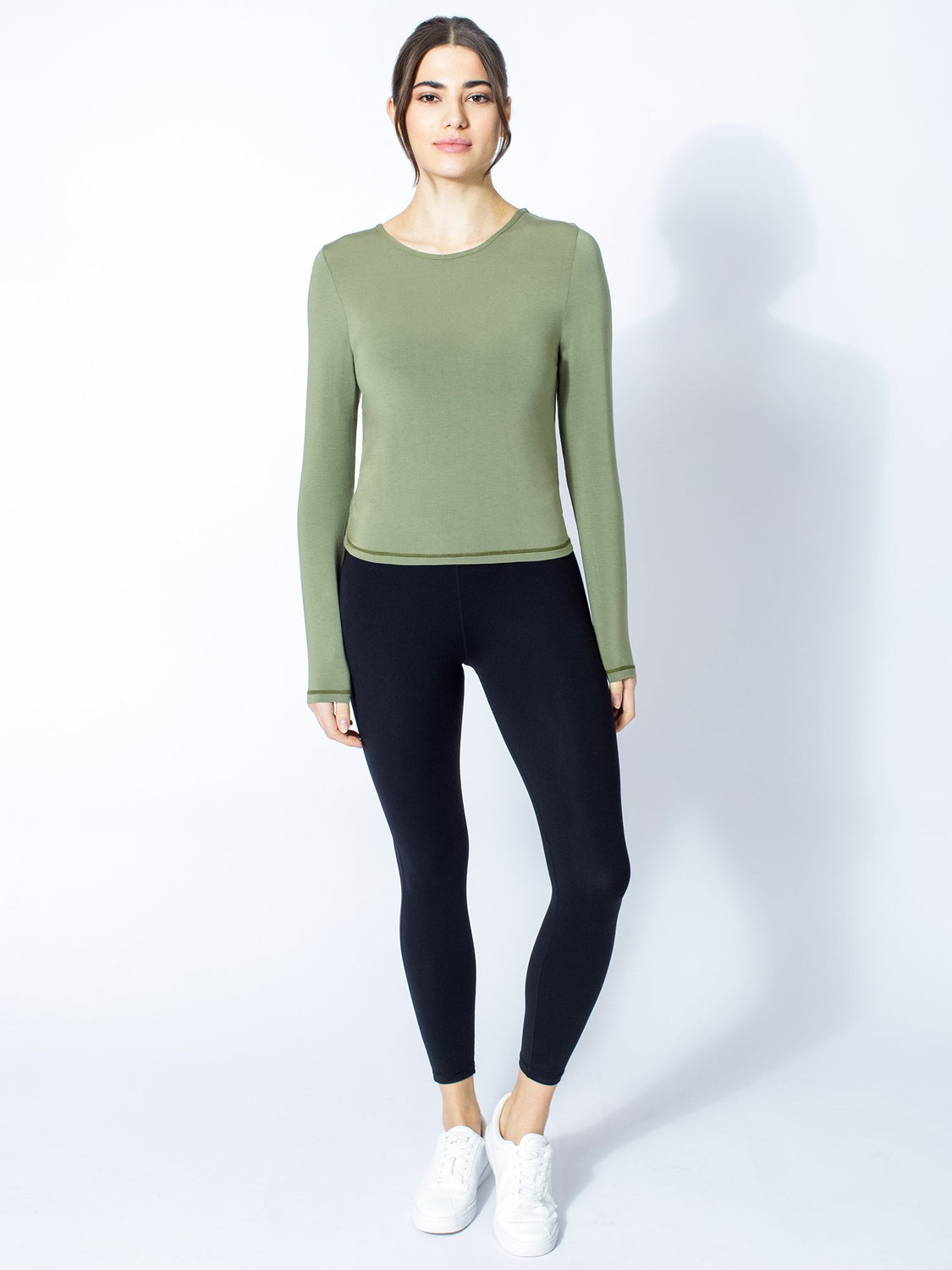 LONG SLEEVE TWIST TEE, SAGE
