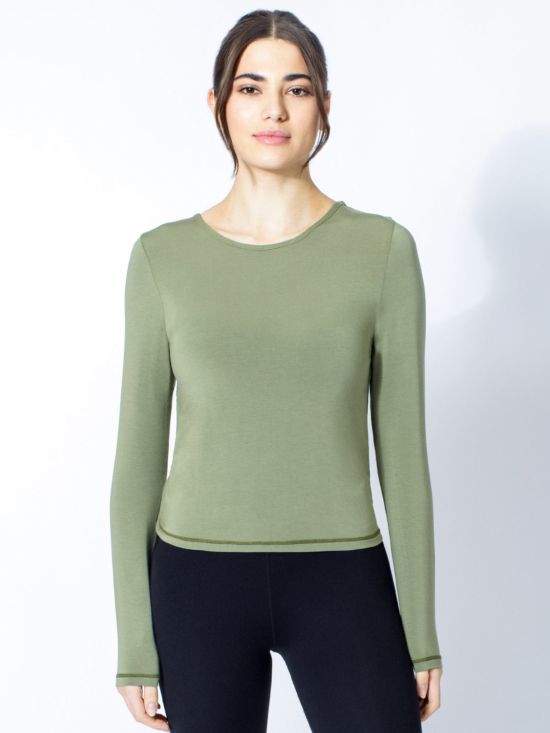 LONG SLEEVE TWIST TEE, SAGE