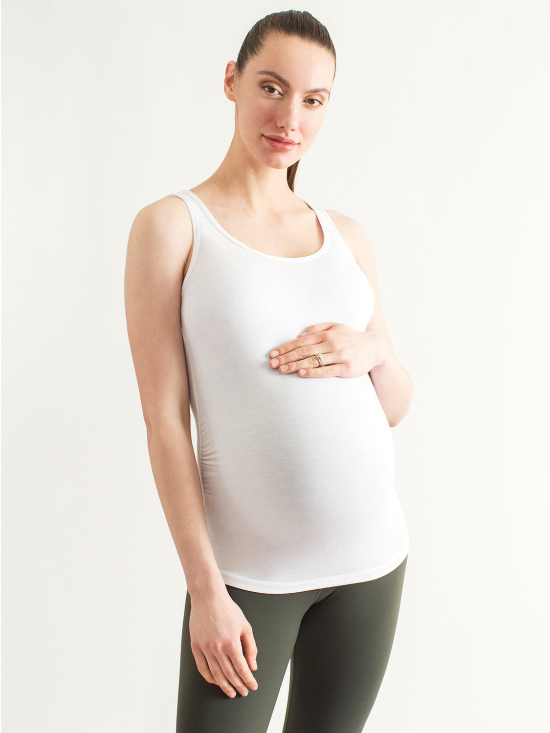 SOFT STRETCH MATERNITY TANK , WHITE