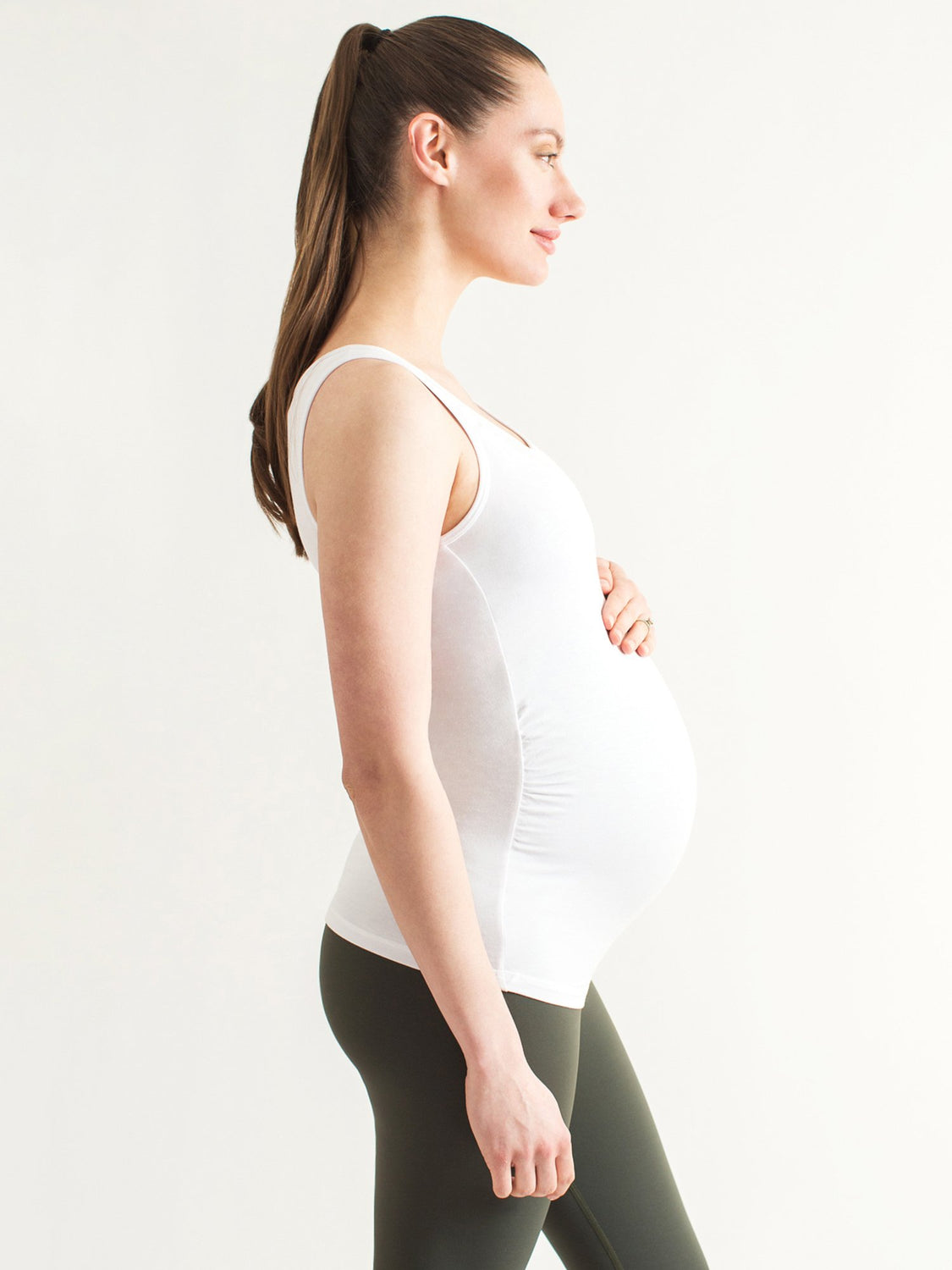 SOFT STRETCH MATERNITY TANK , WHITE