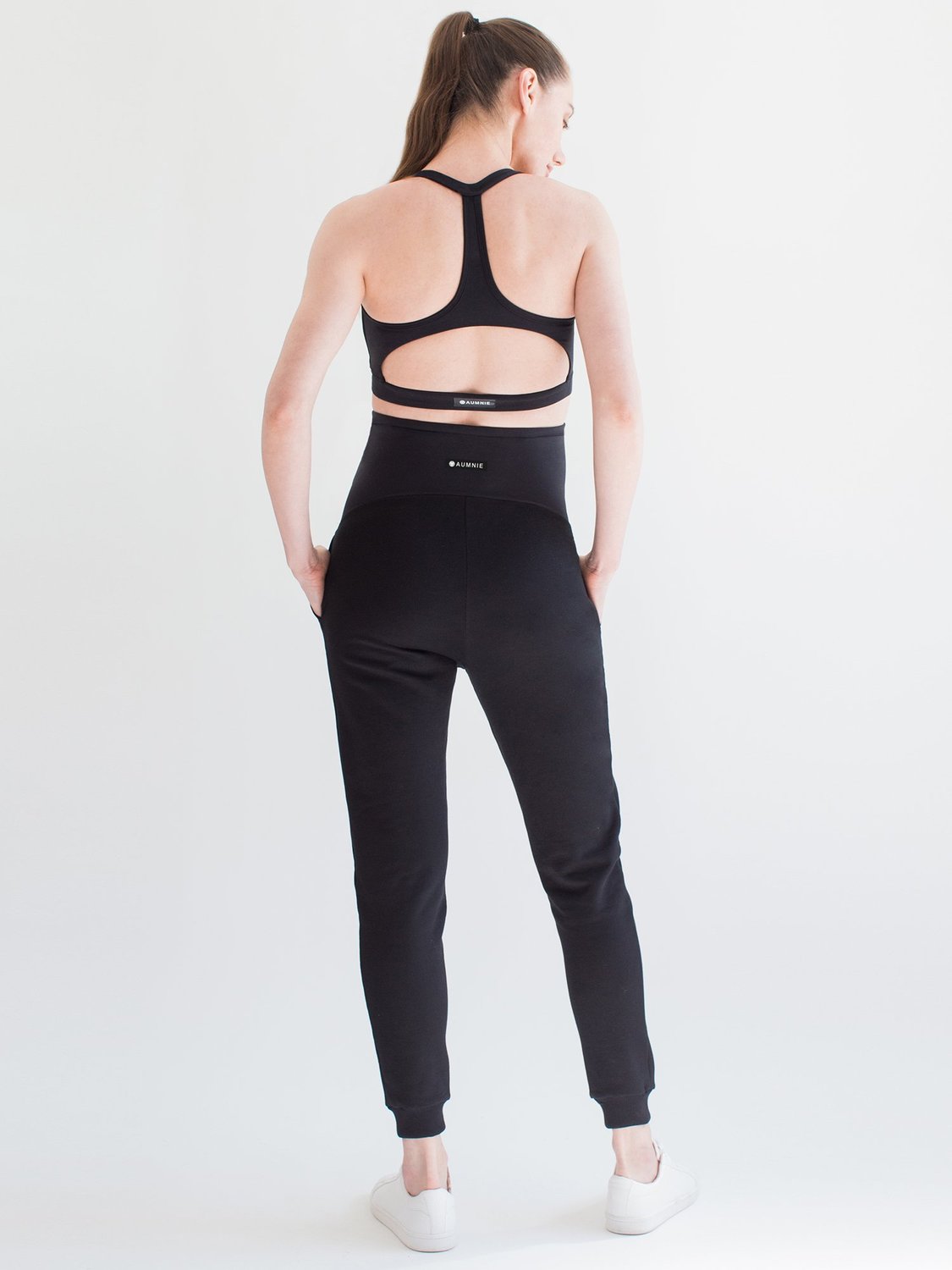 OVER-THE-BUMP MATERNITY SWEAT PANTS, BLACK
