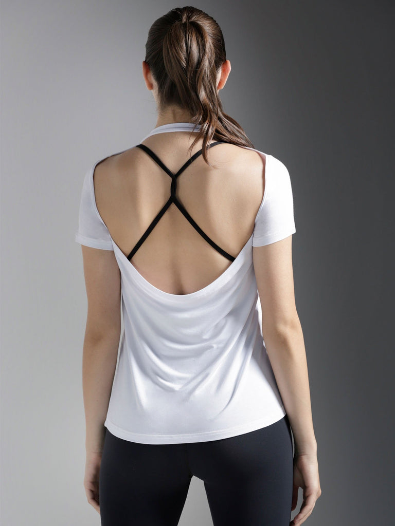 DRAPED BACK TEE, WHITE