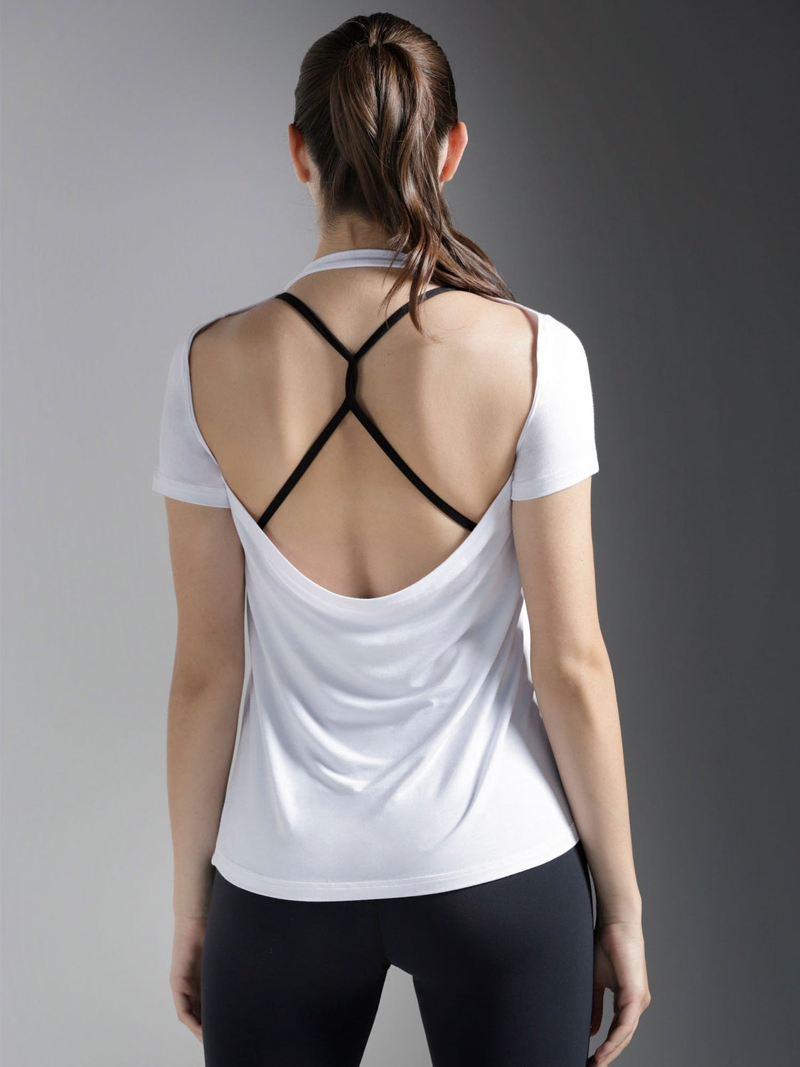 DRAPED BACK TEE, WHITE