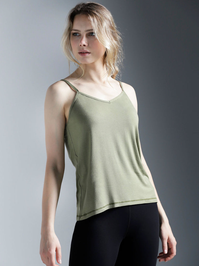 V BACK SINGLET, SAGE