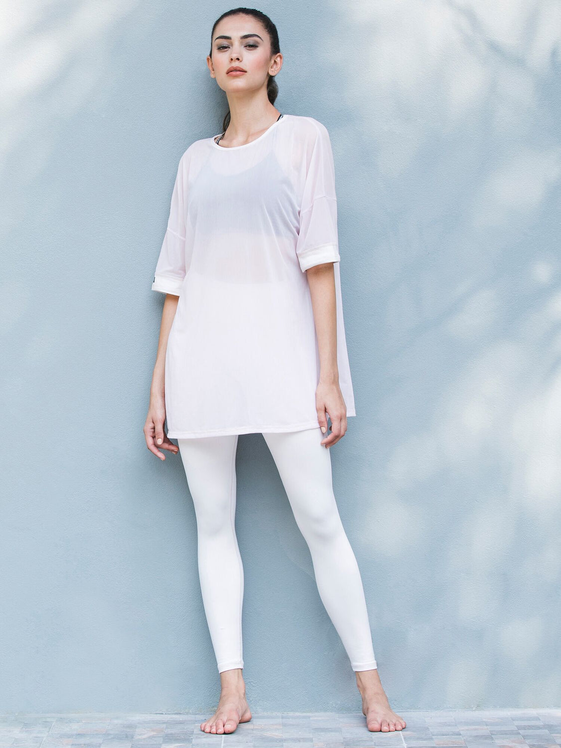 OVERSIZED MESH TEE, SEASHELL