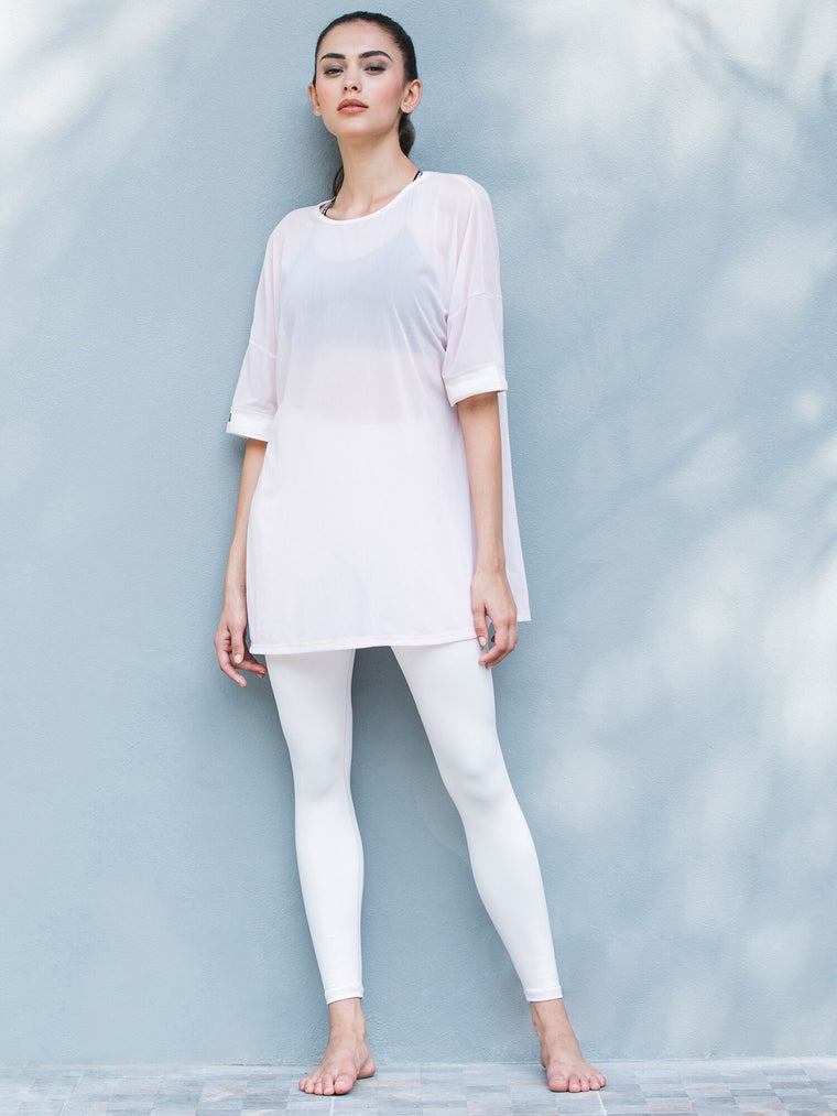 OVERSIZED MESH TEE, SEASHELL