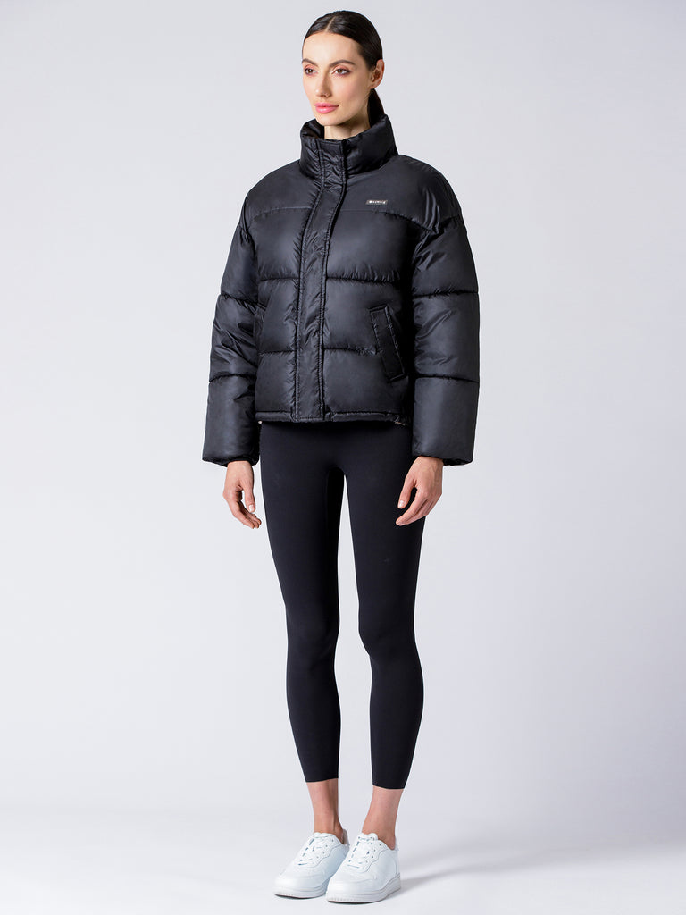 SPORTS LOGO PUFFER JACKET, BLACK