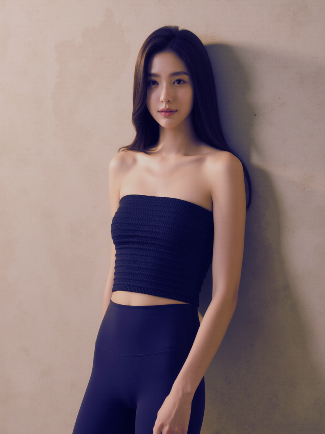 TRAVEL & LEISURE KNITTED BANDEAU TOP, BLACK
