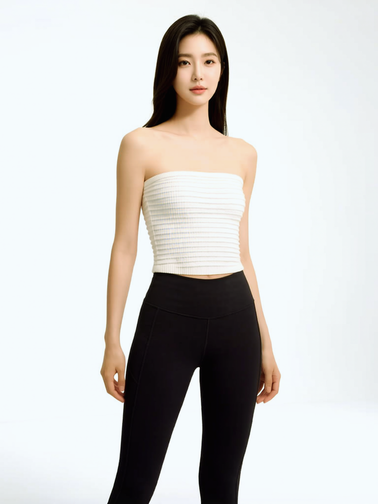 TRAVEL & LEISURE KNITTED BANDEAU TOP, WHITE