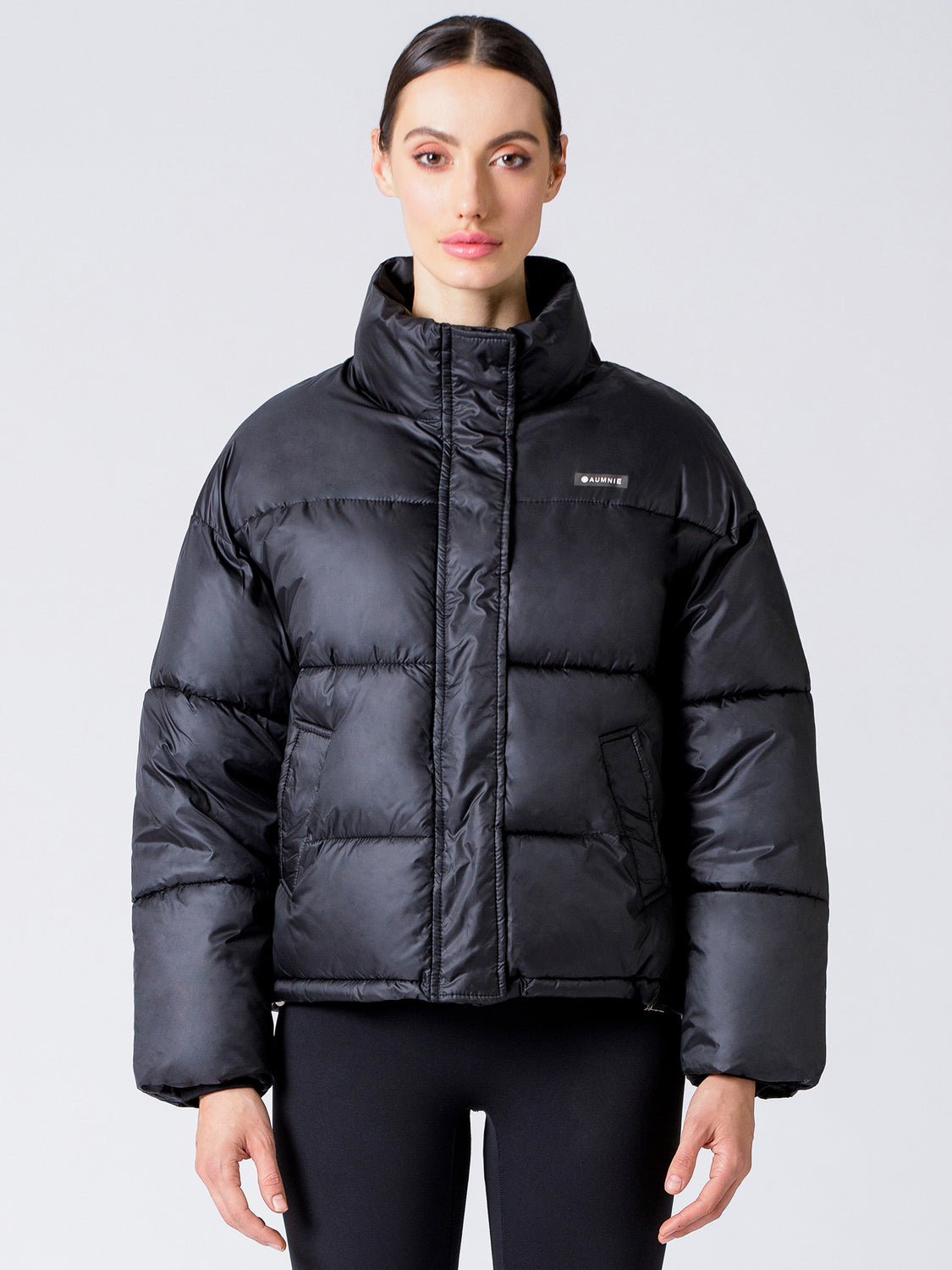 SPORTS LOGO PUFFER JACKET, BLACK