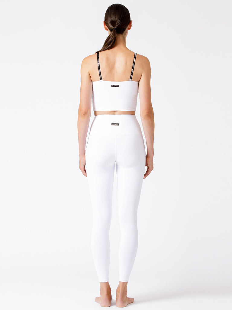 HIGH WAIST ANKLE CROPS, WHITE