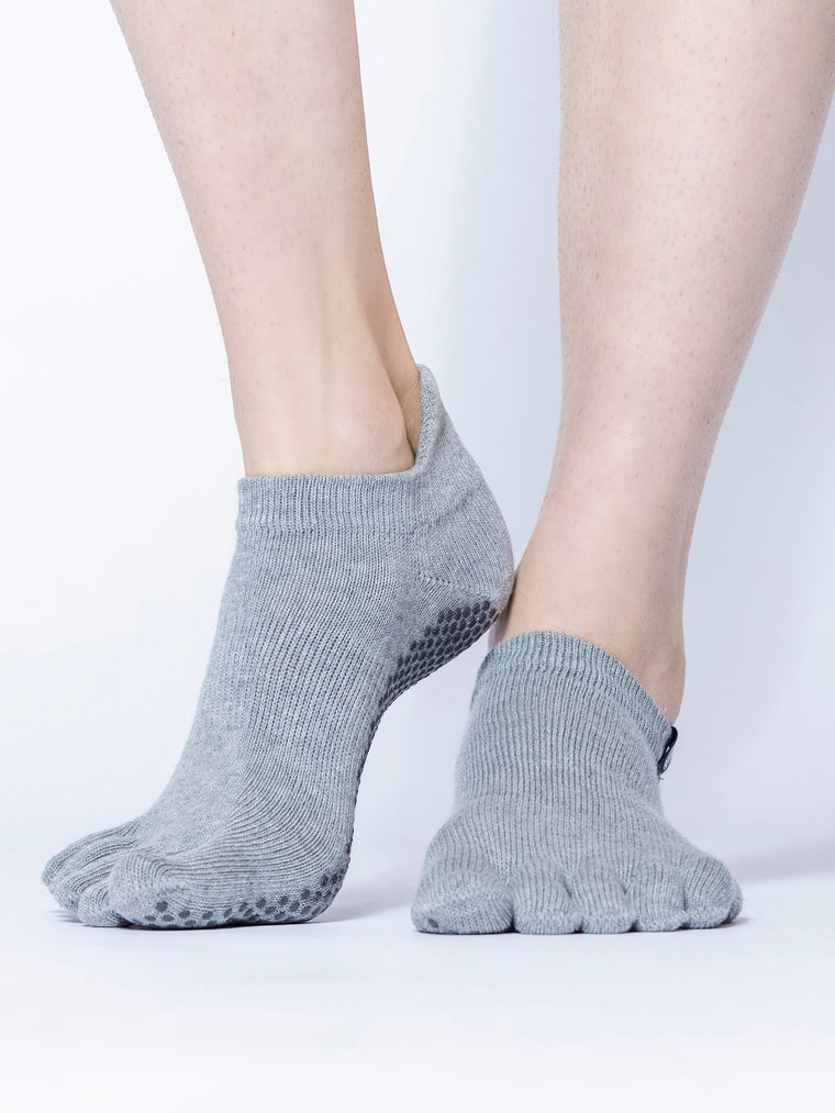 FULL TOE YOGA ANKLE GRIP SOCKS, GREY