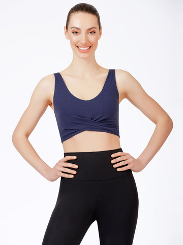 WRAPPED U-NECK NUDE TANK, IRIS BLUE