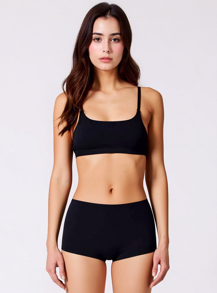 COMFORT COTTON BRA & UNDERWEAR SET, BLACK