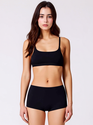 COMFORT COTTON BRA & UNDERWEAR SET, BLACK