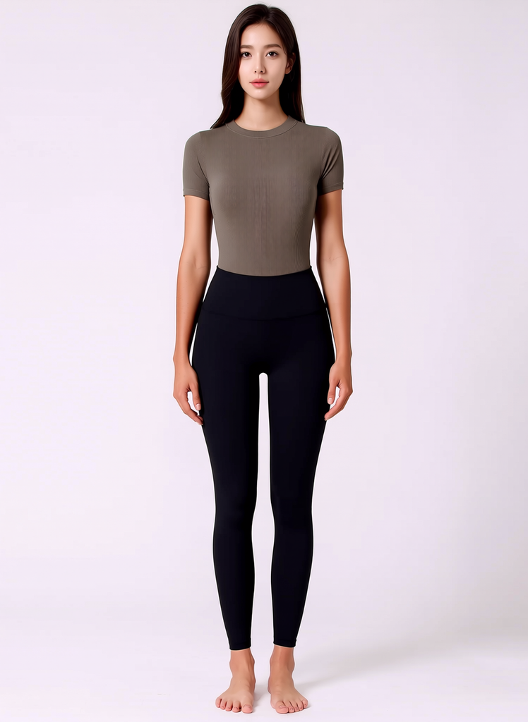 CREW NECK TEE BODYSUIT, MOCHA TRUFFLE