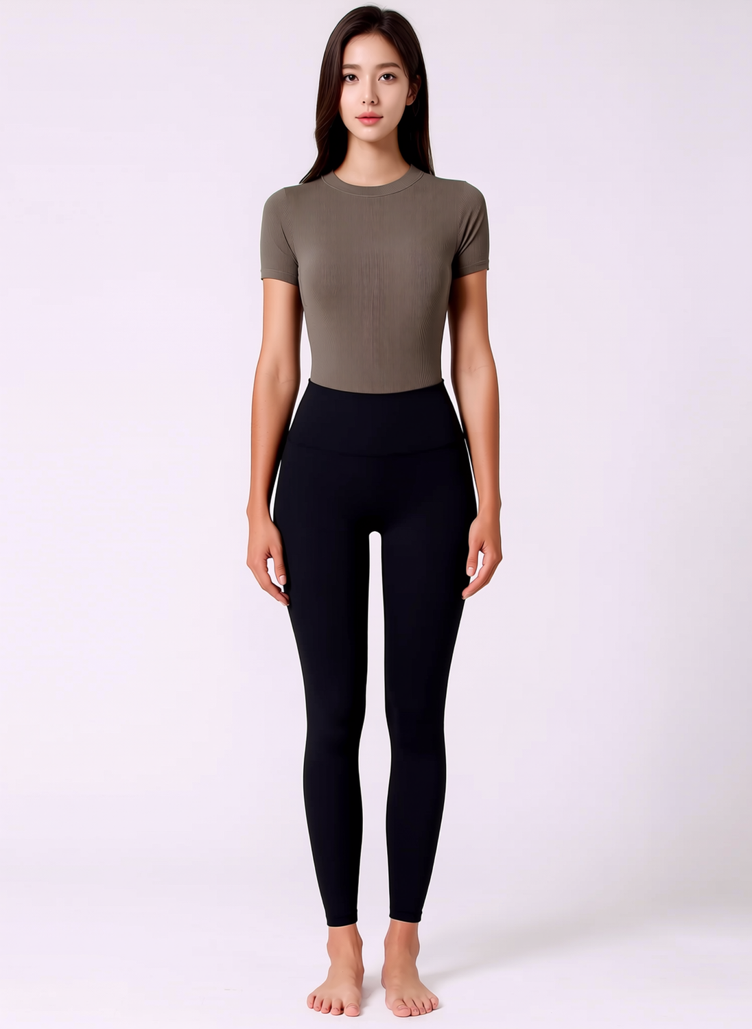 CREW NECK TEE BODYSUIT, MOCHA TRUFFLE