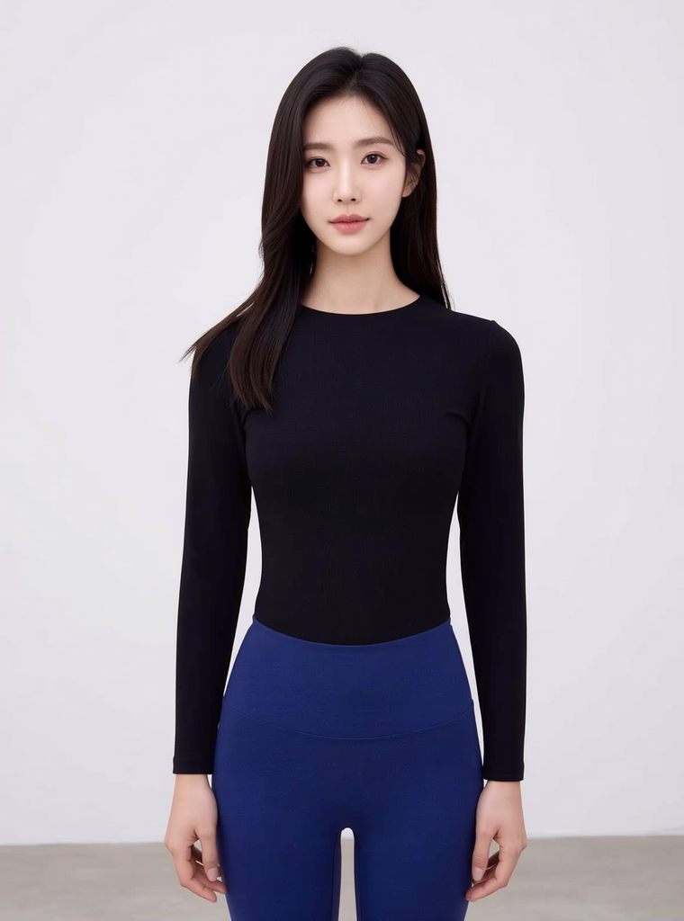 BASE SHAPE LONG SLEEVE TEE, BLACK