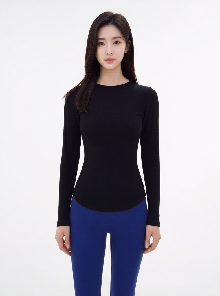 BASE SHAPE LONG SLEEVE TEE, BLACK