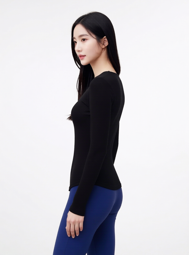 BASE SHAPE LONG SLEEVE TEE, BLACK