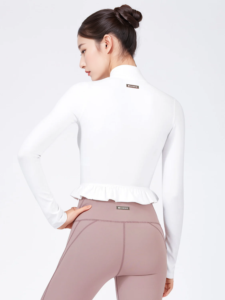 CROPPED RUFFLES JACKET, WHITE
