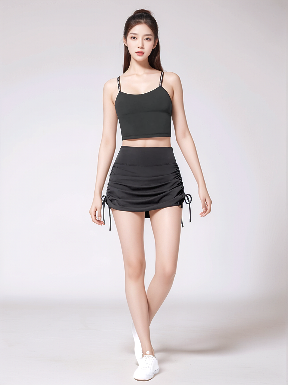 NUDE TENNIS SKIRT SHORTS, LIMESTONE