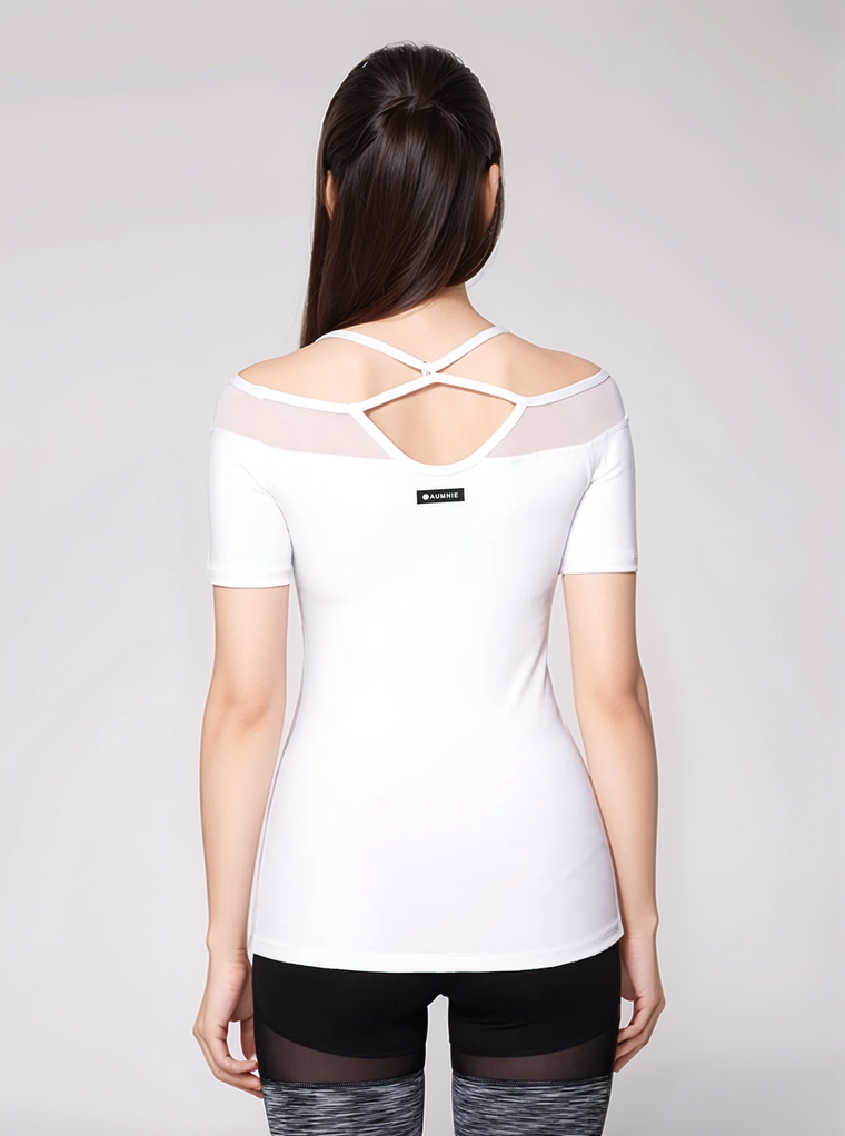 SHAKTI TEE, WHITE/WHITE MESH