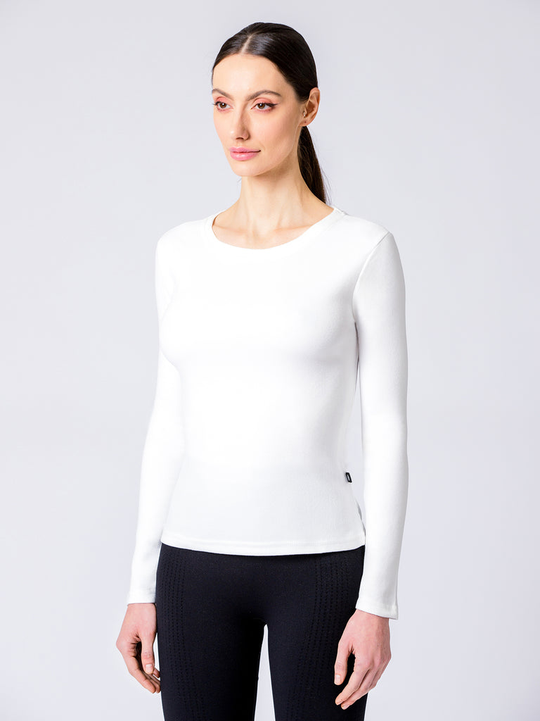 THERMAL FLEECE LONG SLEEVE TOP,WHITE