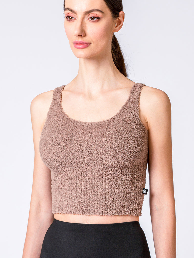 VEGAN WOOL TEDDY TANK, MOCHA