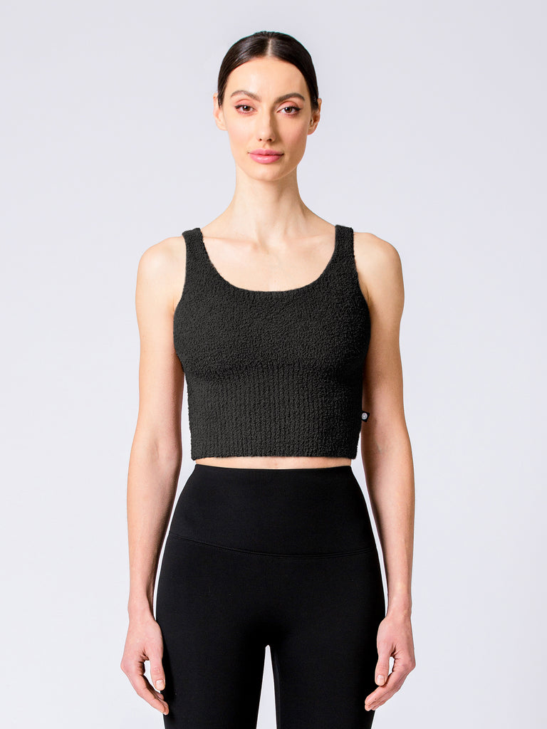 VEGAN WOOL TEDDY TANK, BLACK