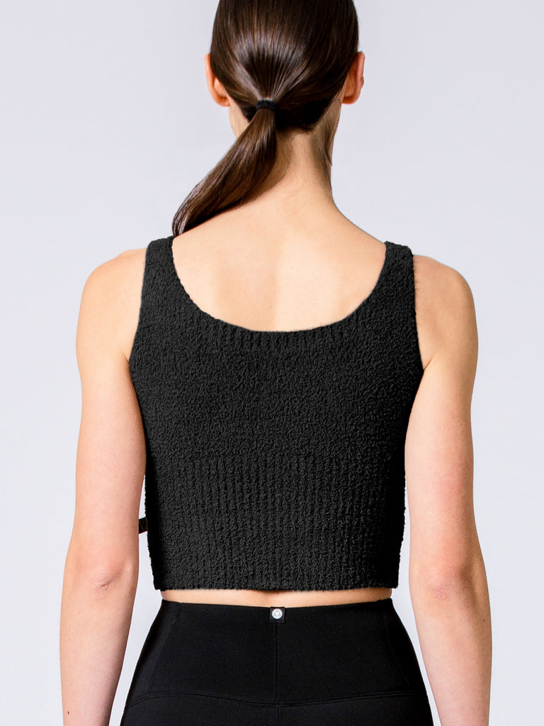 VEGAN WOOL TEDDY TANK, BLACK