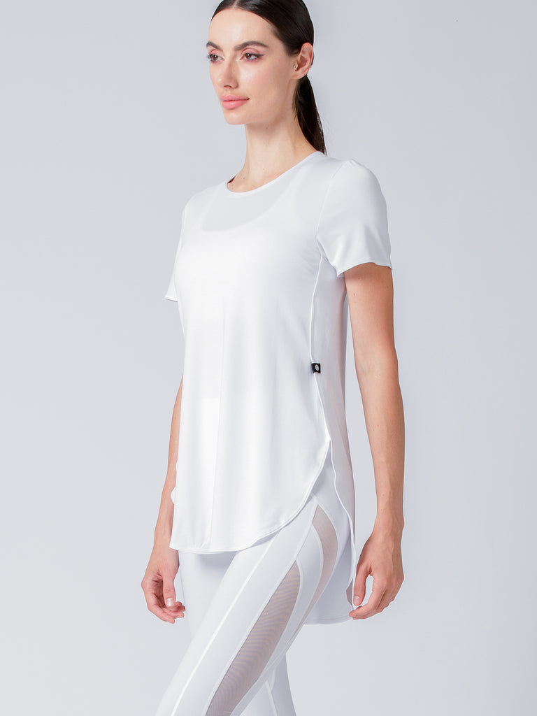 HI LO SIDE SPLIT TEE, WHITE