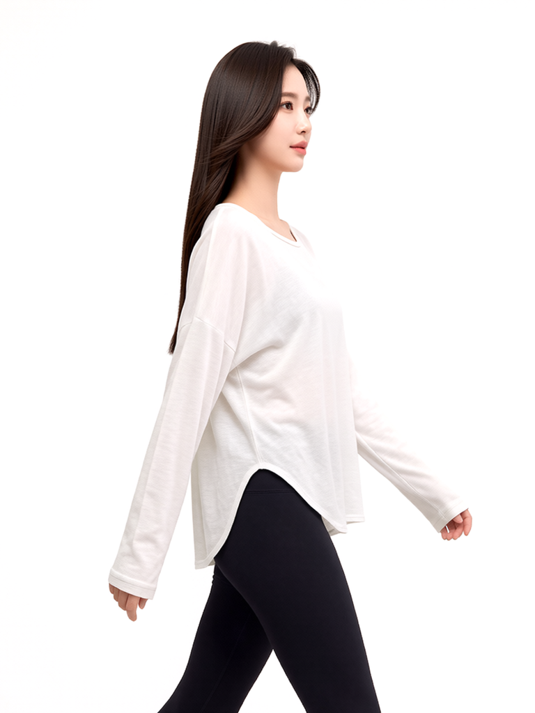 ELEGANCE SIDE SPLIT TEE, WHITE