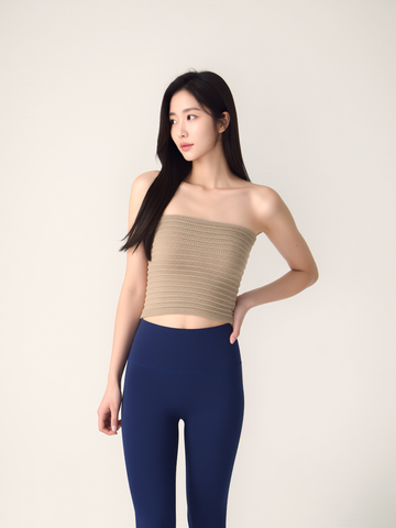 TRAVEL & LEISURE KNITTED BANDEAU TOP, SANDSTONE