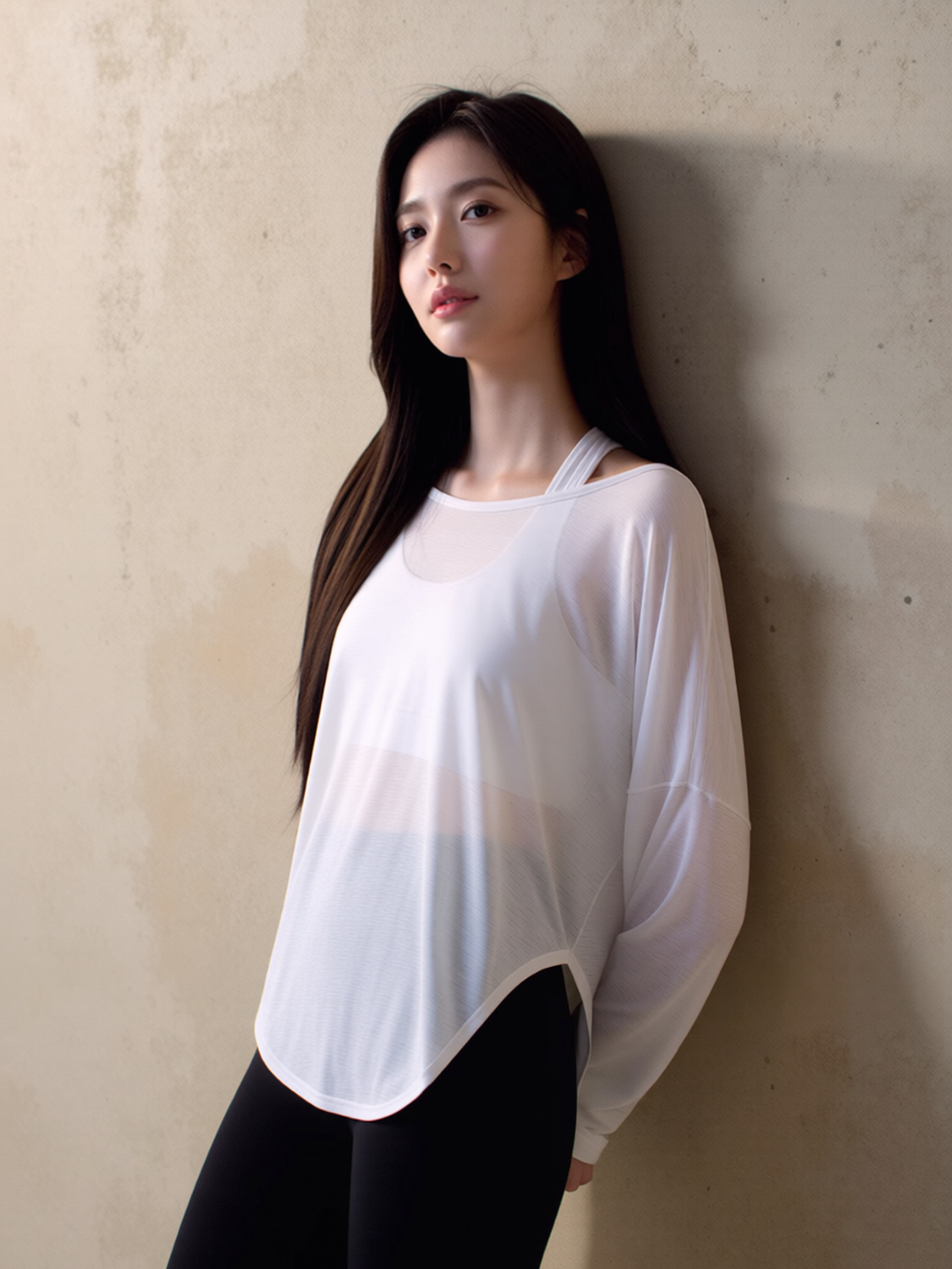 ELEGANCE SIDE SPLIT TEE, WHITE