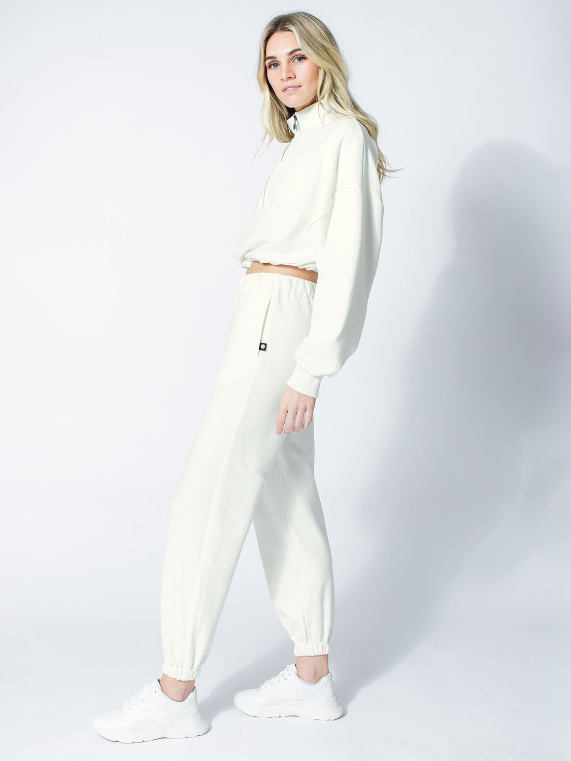 CT COTTON HALF ZIP SWEATSHIRT, OFF-WHITE