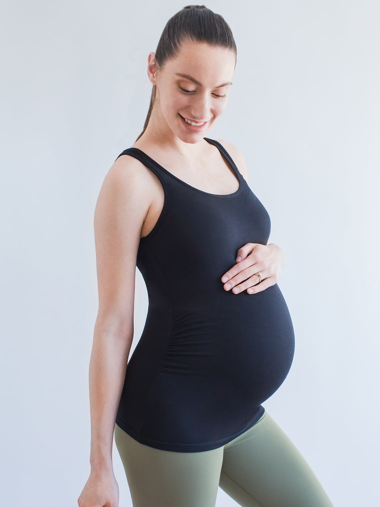 SOFT STRETCH MATERNITY TANK , BLACK