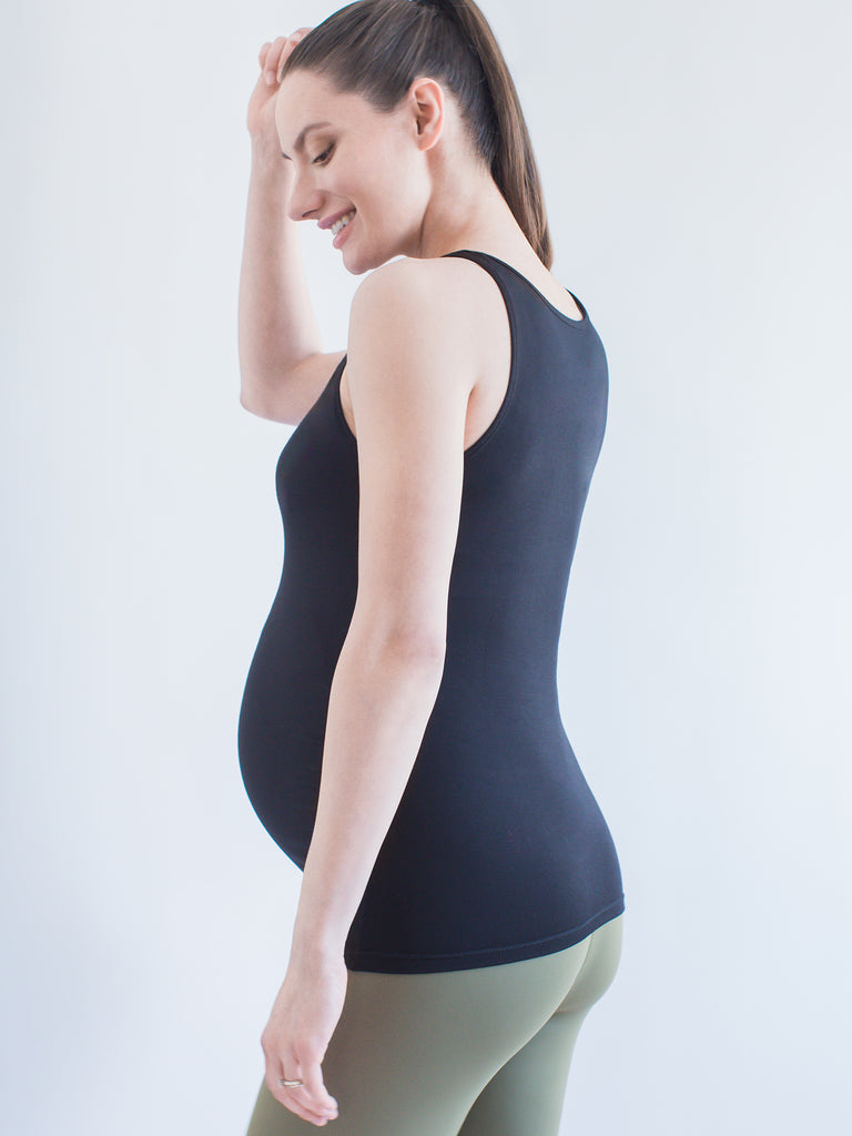 SOFT STRETCH MATERNITY TANK , BLACK