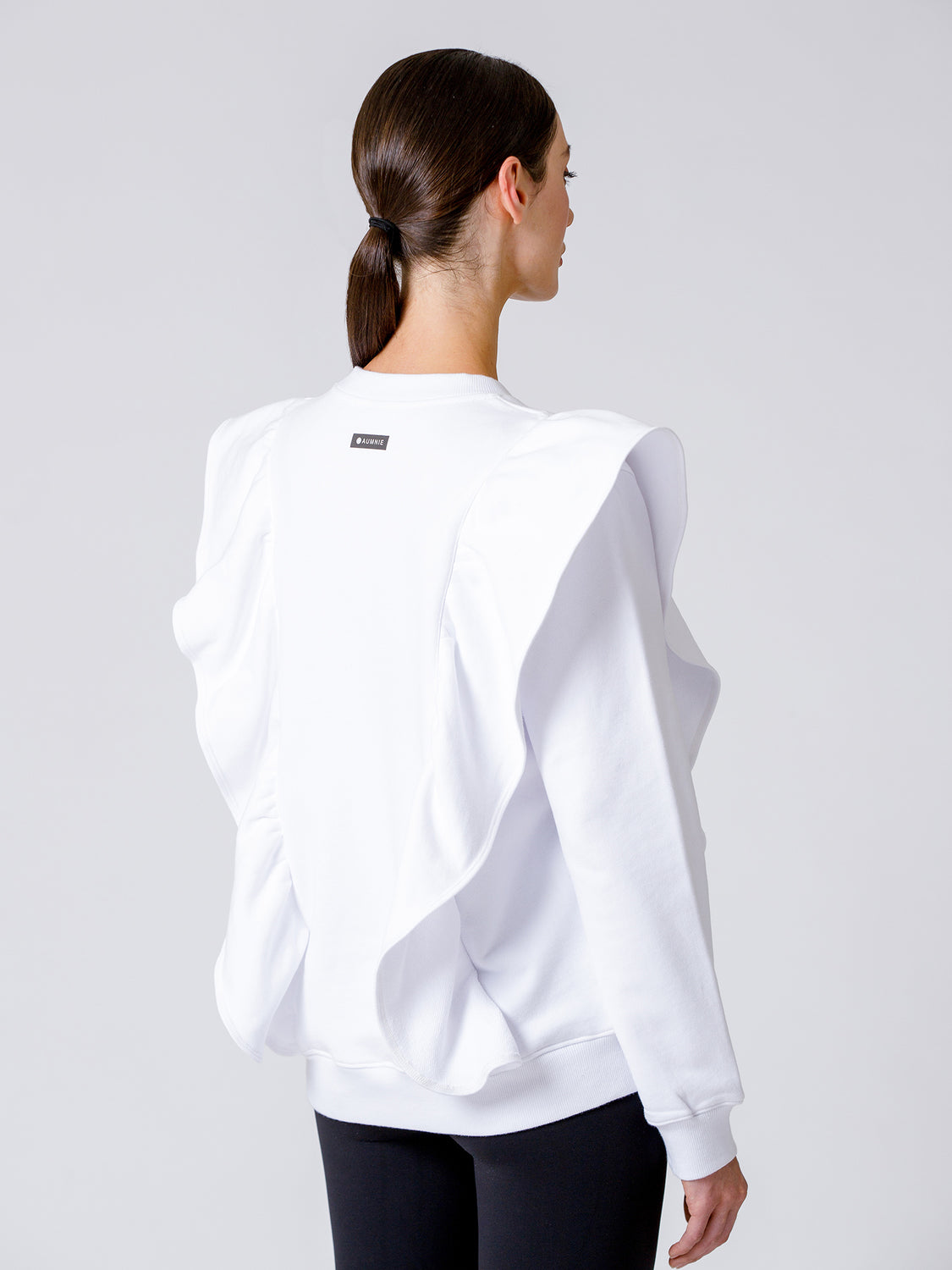 EMPOWER RUFFLED SWEATSHIRT, WHITE