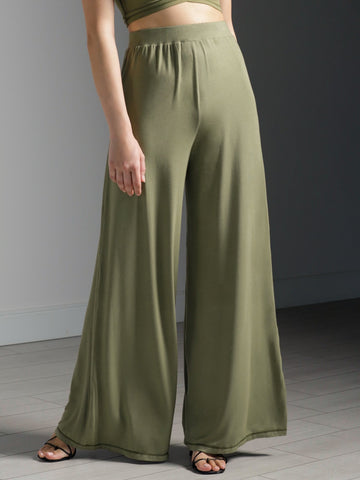 SOFT WIDE LEG PANTS, SAGE